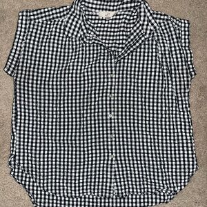 LOFT Black and White Gingham Button Down Shirt